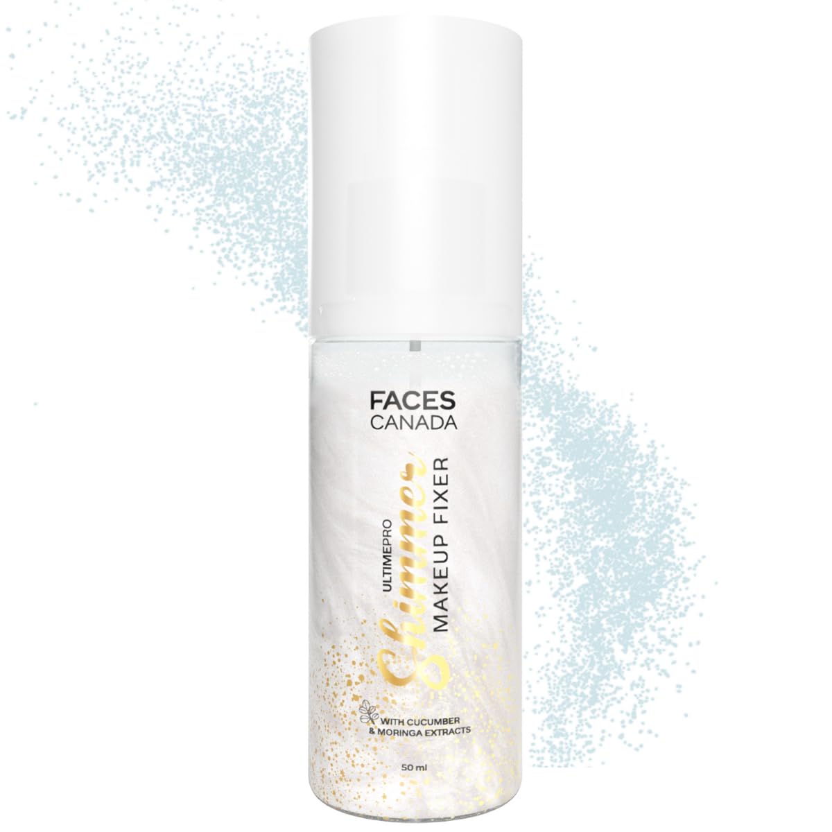 FACES CANADA Ultime Pro Shimmer Makeup Fixer, 50ml | Long Lasting Makeup Setting Spray | Keeps Makeup Intact | Glamourous Shimmer Finish | Hydrates, Soothes & Refreshes Skin | Alcohol Free