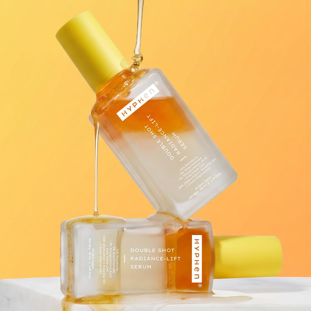 Hyphen 18% Brightening + 20% Collagen Face Serum | Double Shot Serum with 11% Mandarin 5% Niacinamide 2% PGA & Bakuchiol | Summer Skincare | Brightening, Hydrating & Collagen Boost for Dry Skin - 50ml