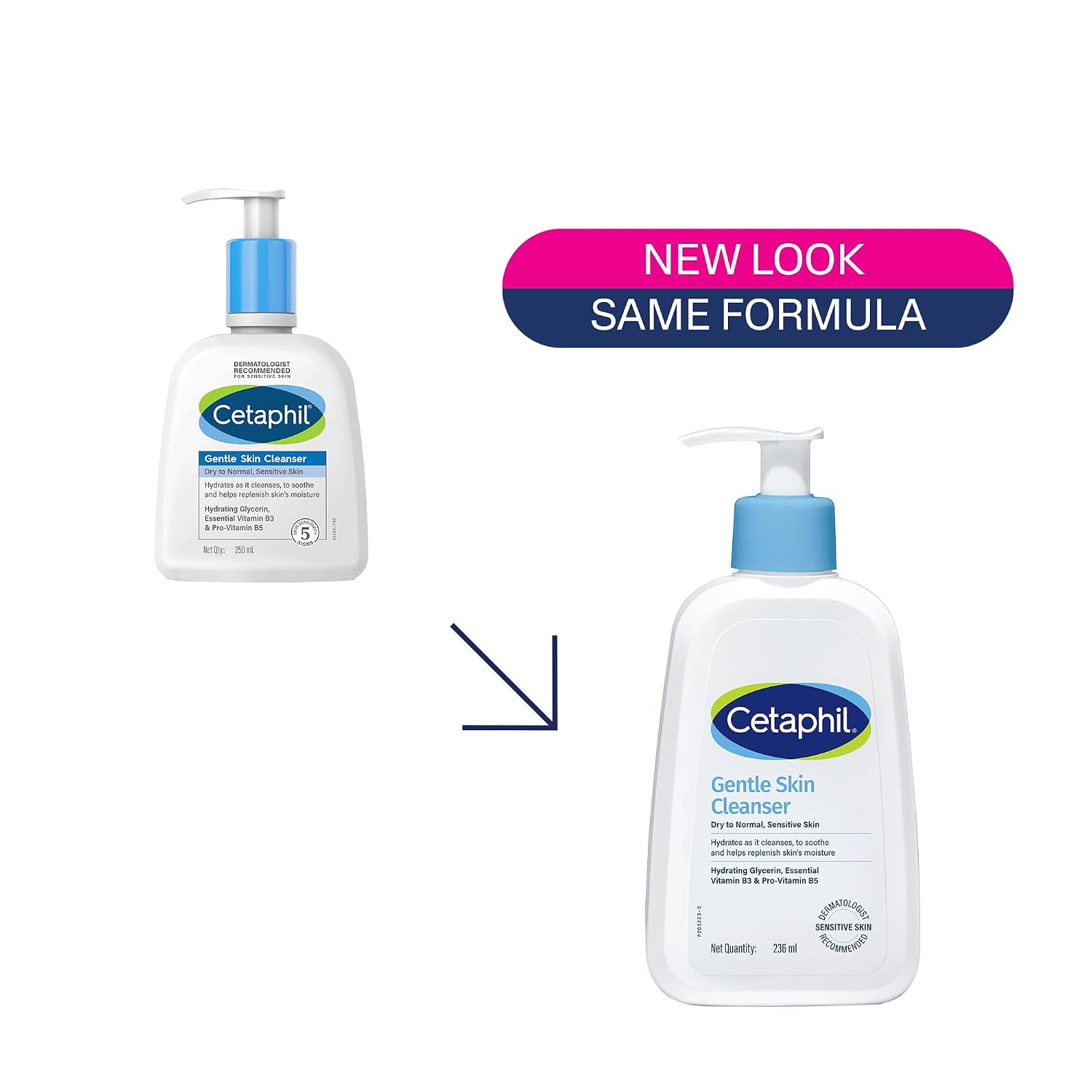 Cetaphil Gentle Skin Hydrating Face Wash 236ml, Paraben Free, Sulphate-Free Gentle Skin Hydrating Cleanser with Niacinamide, Vitamin B5 for Dry to Normal, Sensitive Skin