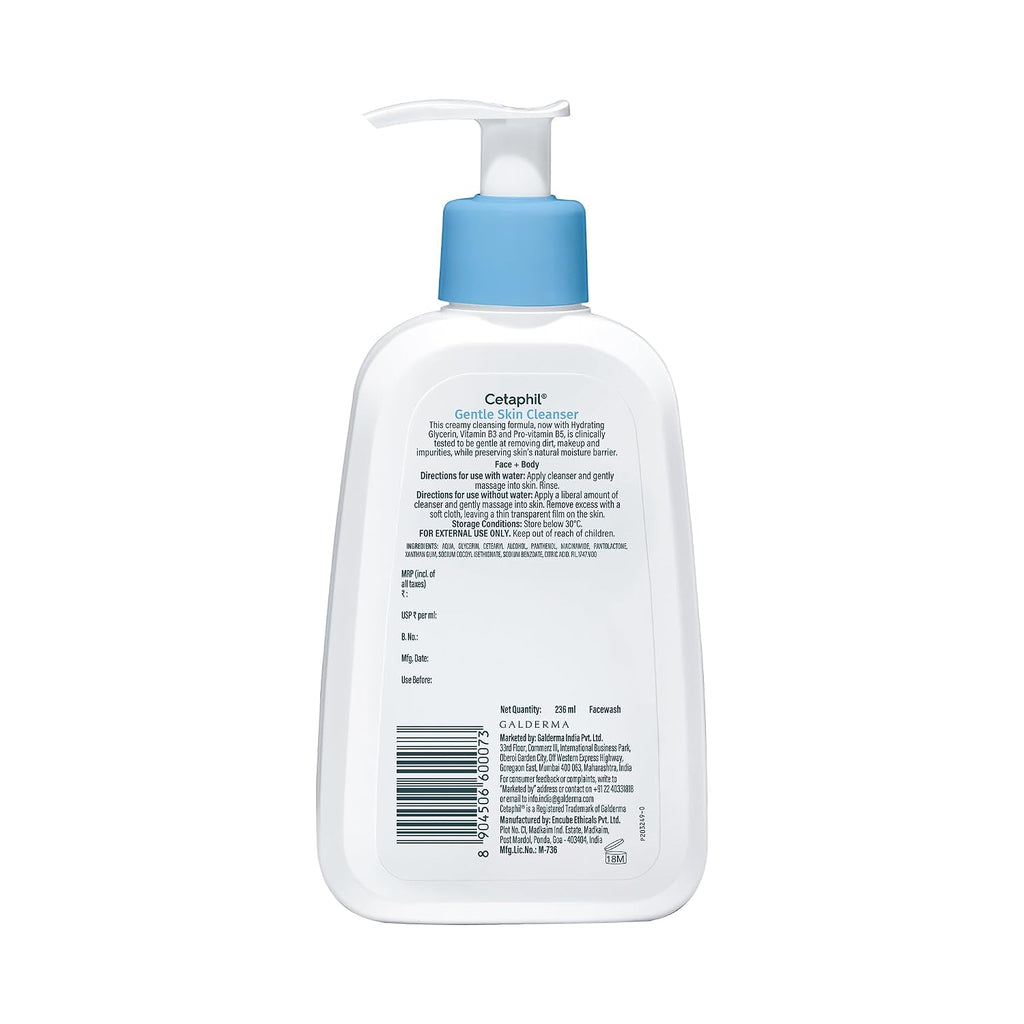 Cetaphil Gentle Skin Hydrating Face Wash 236ml, Paraben Free, Sulphate-Free Gentle Skin Hydrating Cleanser with Niacinamide, Vitamin B5 for Dry to Normal, Sensitive Skin