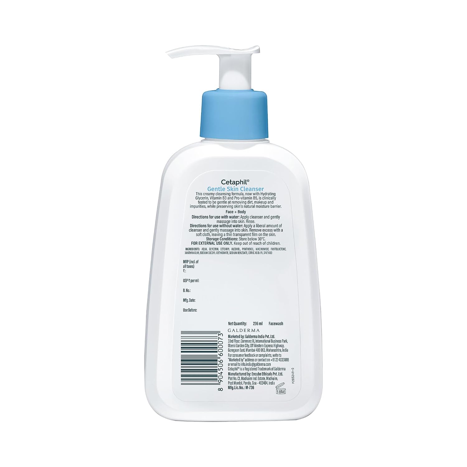 Cetaphil Gentle Skin Hydrating Face Wash 236ml, Paraben Free, Sulphate-Free Gentle Skin Hydrating Cleanser with Niacinamide, Vitamin B5 for Dry to Normal, Sensitive Skin