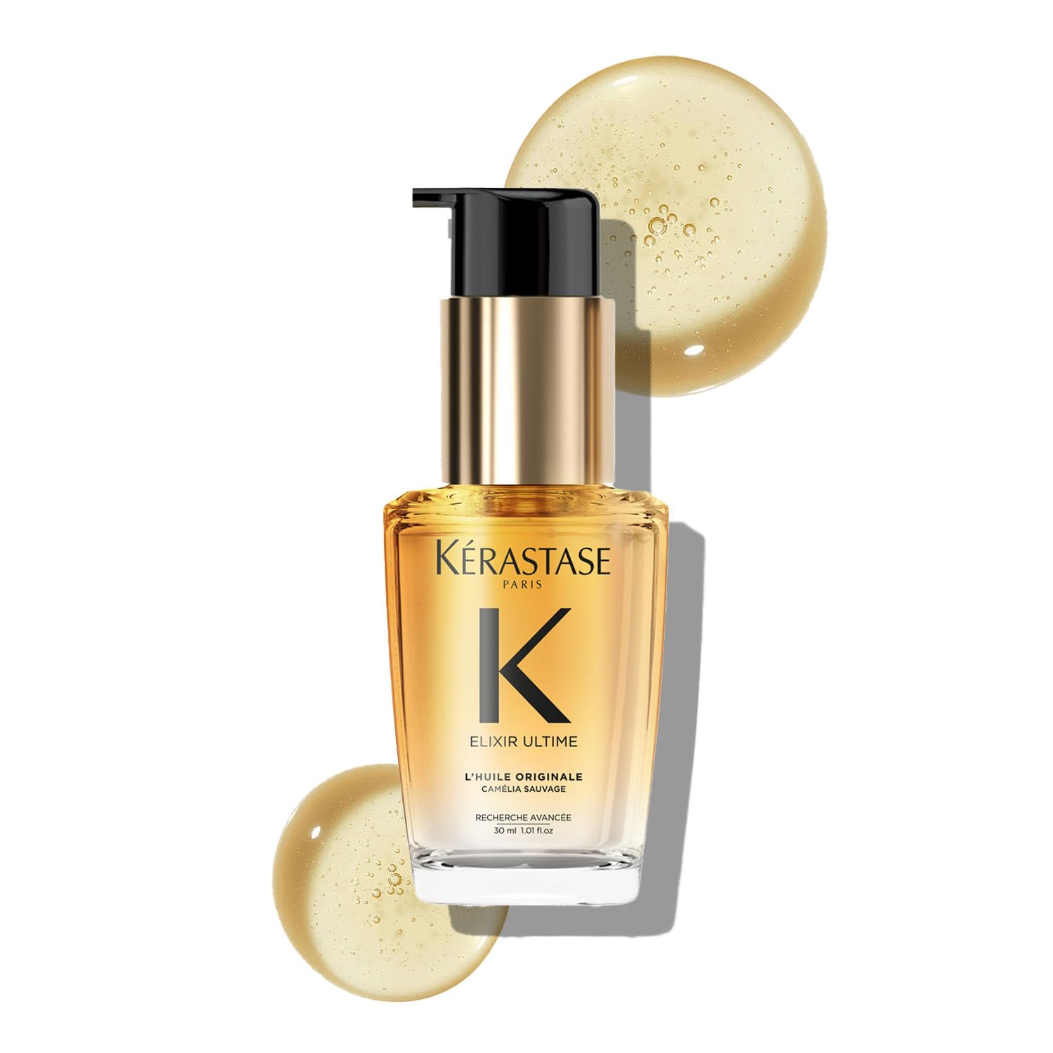 Kérastase Elixir Ultime Hair Oil-In-Serum 30ml | 2X Shinier Hair | 96H Anti-Frizz Action | Infused with French Camellia, Marula & Wild Camellia Oils | Travel Size