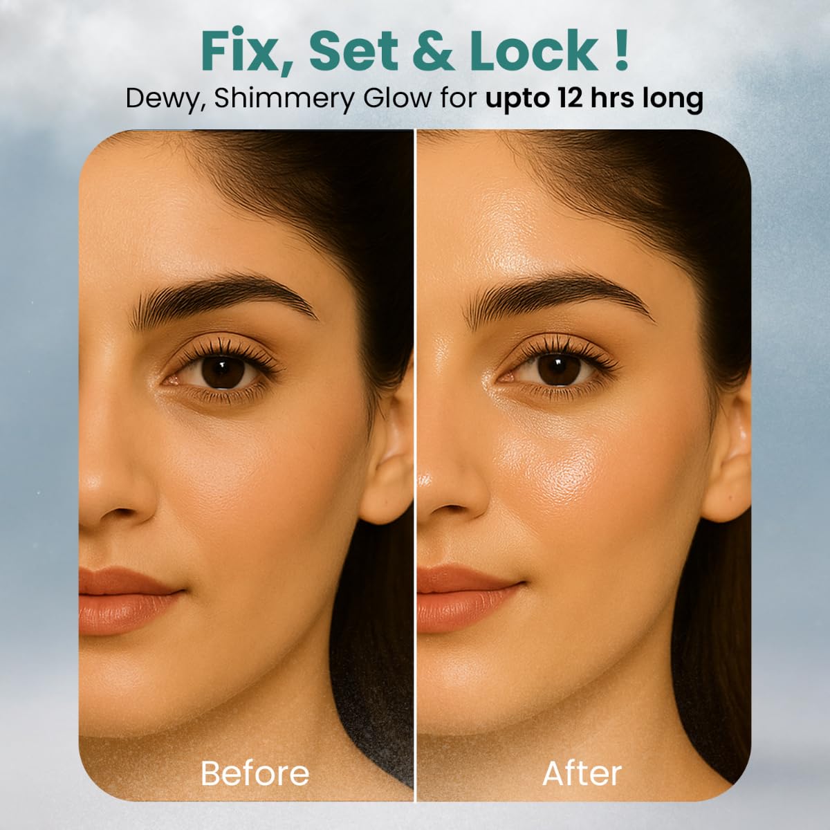 FACES CANADA Ultime Pro Shimmer Makeup Fixer, 50ml | Long Lasting Makeup Setting Spray | Keeps Makeup Intact | Glamourous Shimmer Finish | Hydrates, Soothes & Refreshes Skin | Alcohol Free