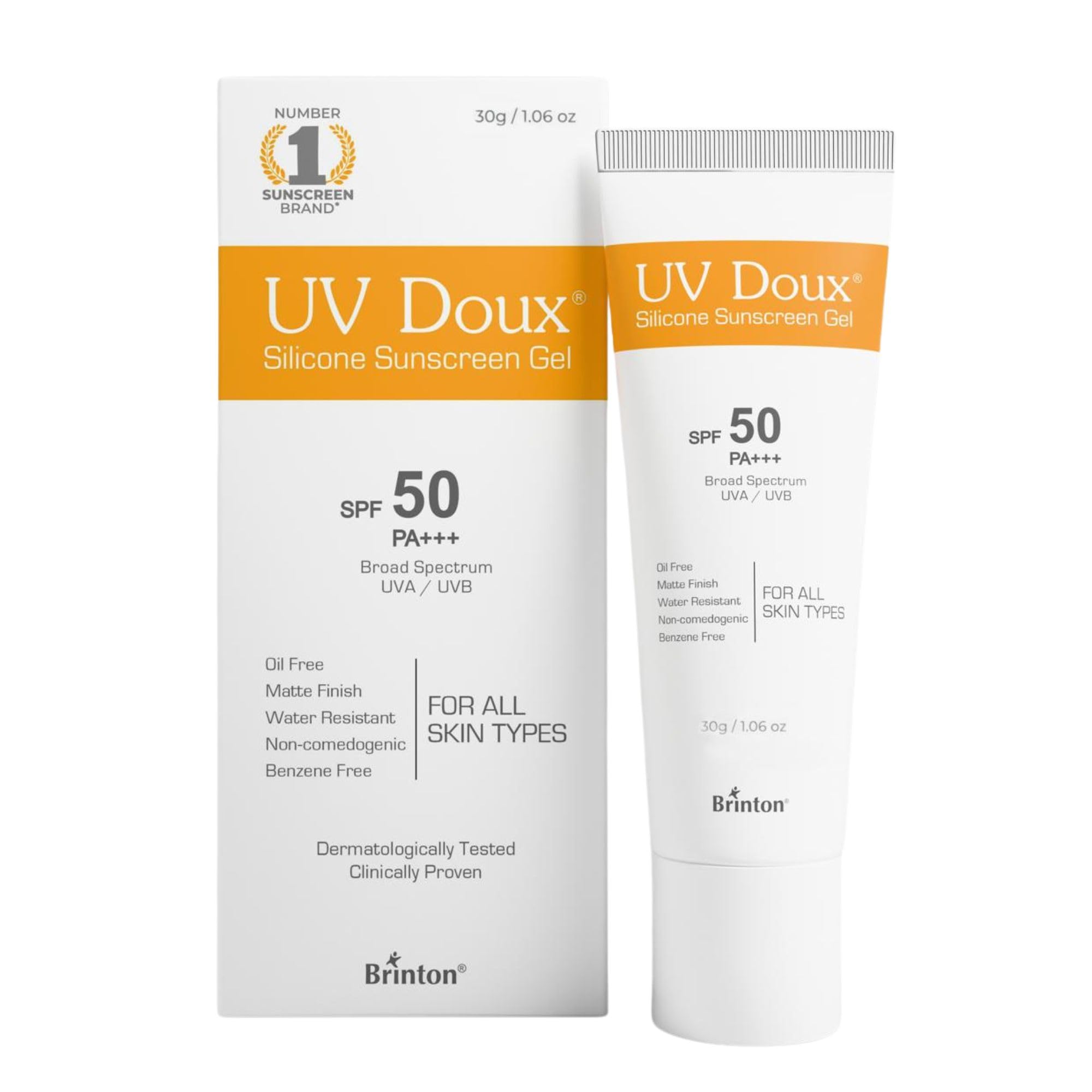 UV Doux Silicone Sunscreen Gel SPF 50 PA+++|India’s No.1 Dermatologist Recommended Brand|Invitro,In-Vivo Tested|UVA/UVB Protection, Benzene Free|No White Cast |Oily & Acne-Prone Skin |50 g