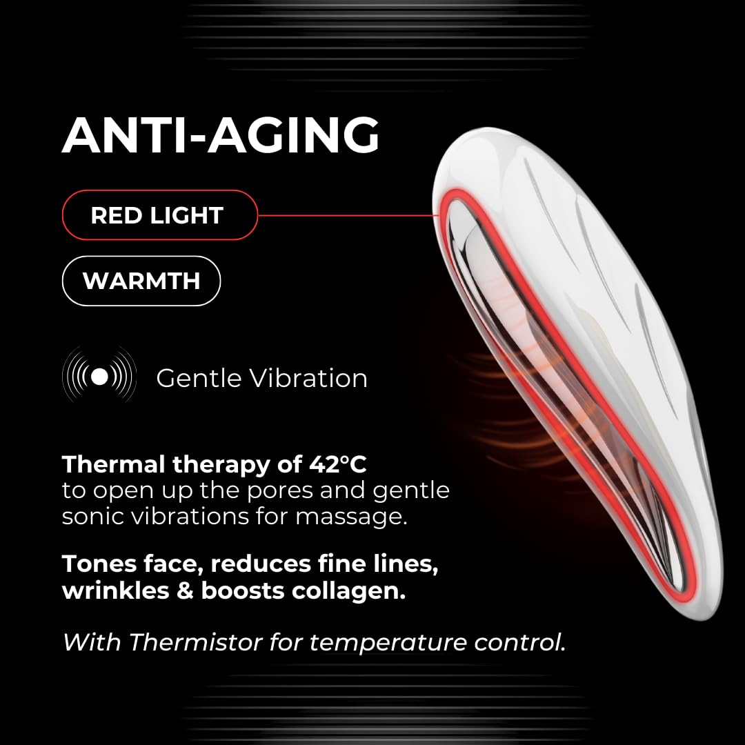 Numour G.O.A.T Smart Electric Gua Sha Handheld Face Massager Machine For Facial | EMS Technology with LED Purple, Blue & Red Light Therapy for Face | Sonic Pulsations, Hot & Cold Massage | Anti-Aging, Acne Clearing, Skin Repair