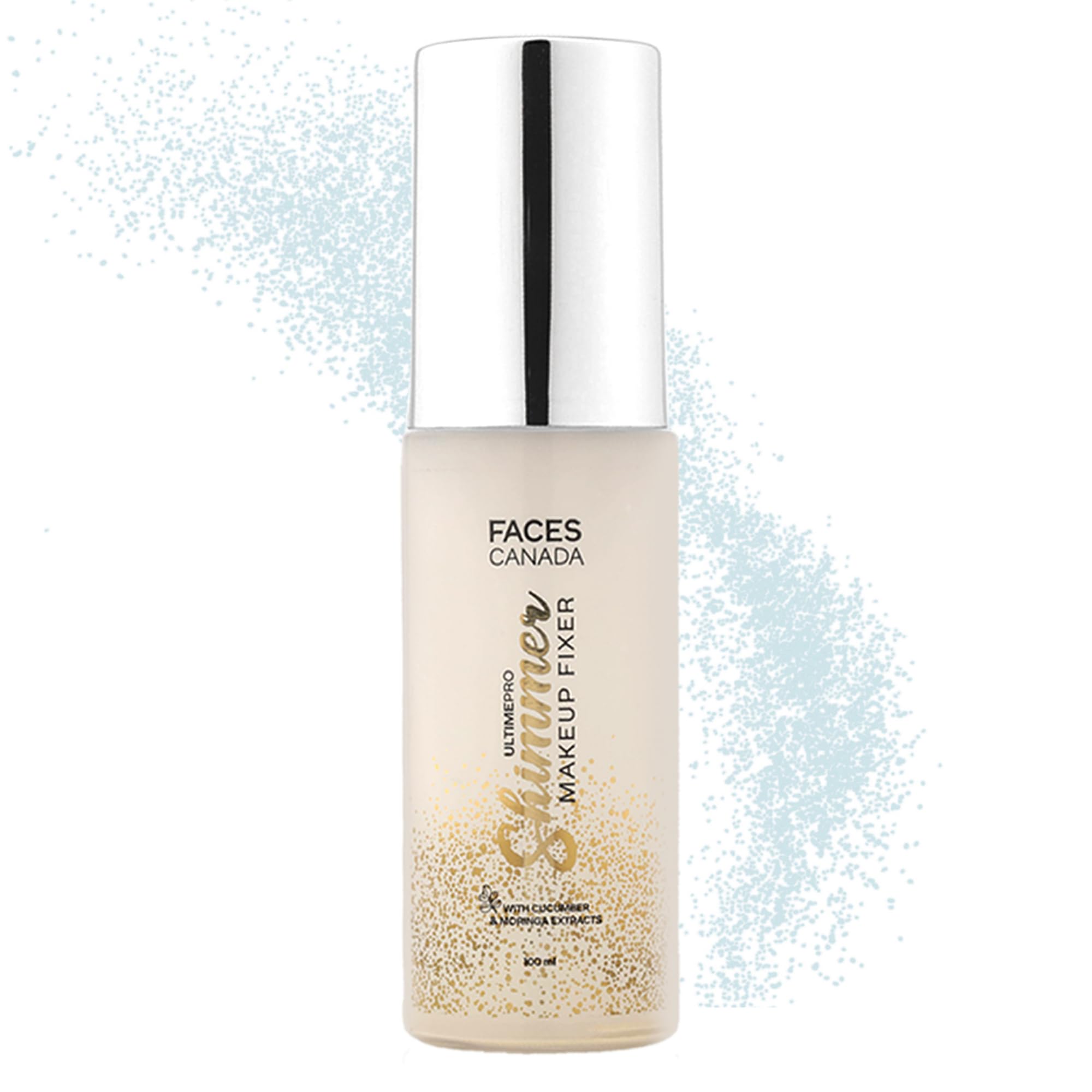 FACES CANADA Ultime Pro Shimmer Makeup Fixer, 50ml | Long Lasting Makeup Setting Spray | Keeps Makeup Intact | Glamourous Shimmer Finish | Hydrates, Soothes & Refreshes Skin | Alcohol Free