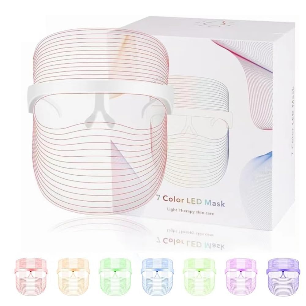 7 Color LED Light Therapy Face Mask for Skin Care – Rechargeable LED Facial Mask for Anti-Aging, Wrinkles, and Skin Rejuvenation – Beauty Device for Home Spa