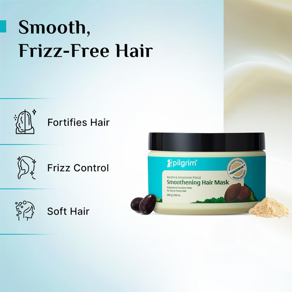PILGRIM Amazonian Patua & Keratin STRENGTHENING HAIR MASK for dry & frizzy hair with Sacha Inchi for Women & Men|High shine & hydration| Smoothening hair| Silicon free| 200gm