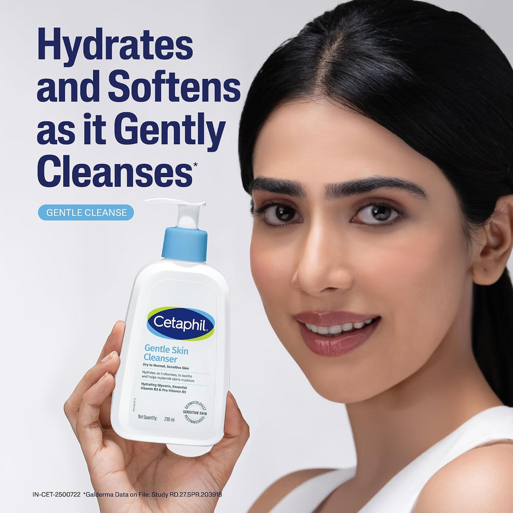 Cetaphil Gentle Skin Hydrating Face Wash 236ml, Paraben Free, Sulphate-Free Gentle Skin Hydrating Cleanser with Niacinamide, Vitamin B5 for Dry to Normal, Sensitive Skin