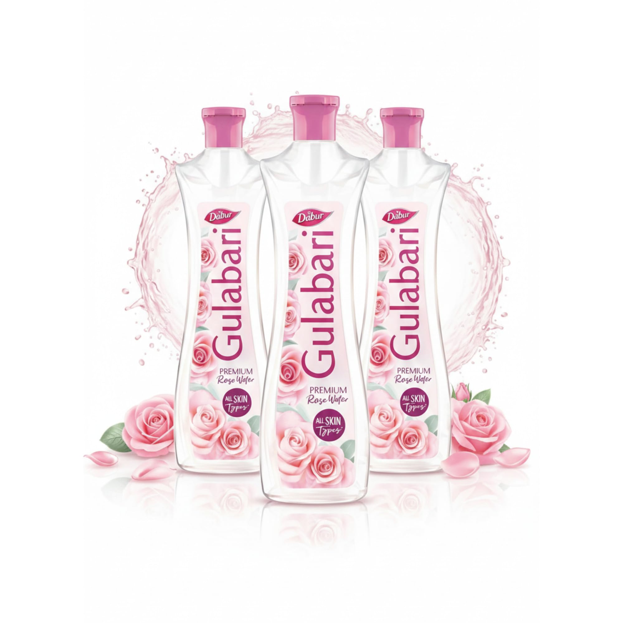 Dabur Gulabari Premium Rose Water/Face Toner - 400ml | No Paraben | Alcohol Free | Cleanses, Hydrates & Moisturises Skin | Balances & Restores Skin's pH Levels | For All Skin Types
