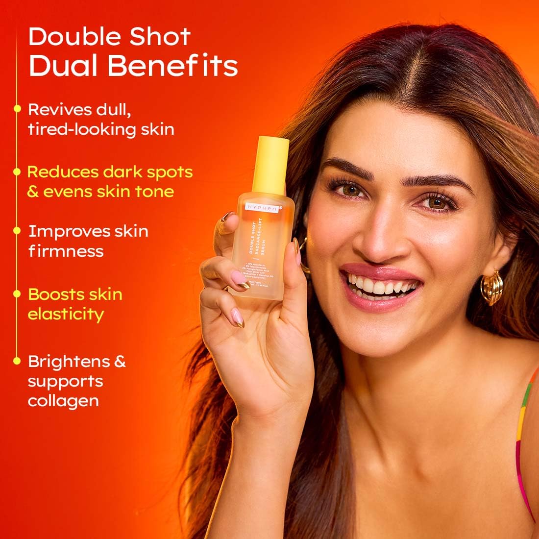 Hyphen 18% Brightening + 20% Collagen Face Serum | Double Shot Serum with 11% Mandarin 5% Niacinamide 2% PGA & Bakuchiol | Summer Skincare | Brightening, Hydrating & Collagen Boost for Dry Skin - 50ml