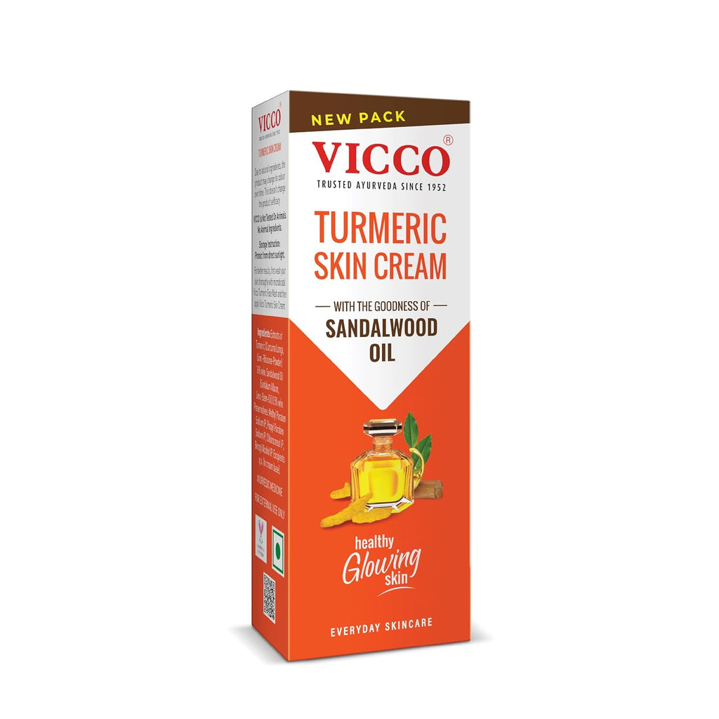 Vicco Turmeric Skin Cream | With Turmeric & Sandalwood Oil for Glowing Skin I Acne Control & Natural Glow I Trusted Ayurvedic Care for Long-Lasting Healthy Skin| [ 70gm | Pack of 2 ]