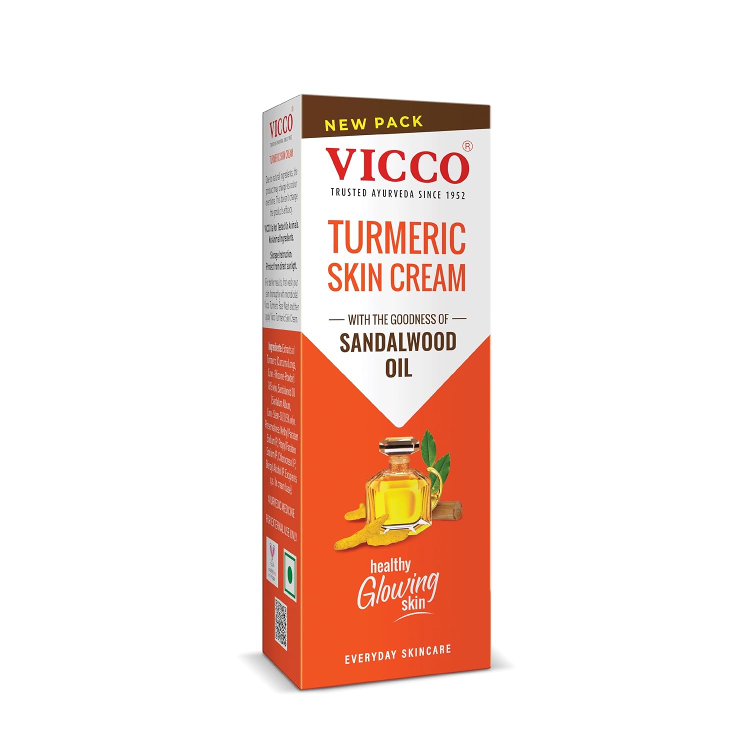 Vicco Turmeric Skin Cream | With Turmeric & Sandalwood Oil for Glowing Skin I Acne Control & Natural Glow I Trusted Ayurvedic Care for Long-Lasting Healthy Skin| [ 70gm | Pack of 2 ]