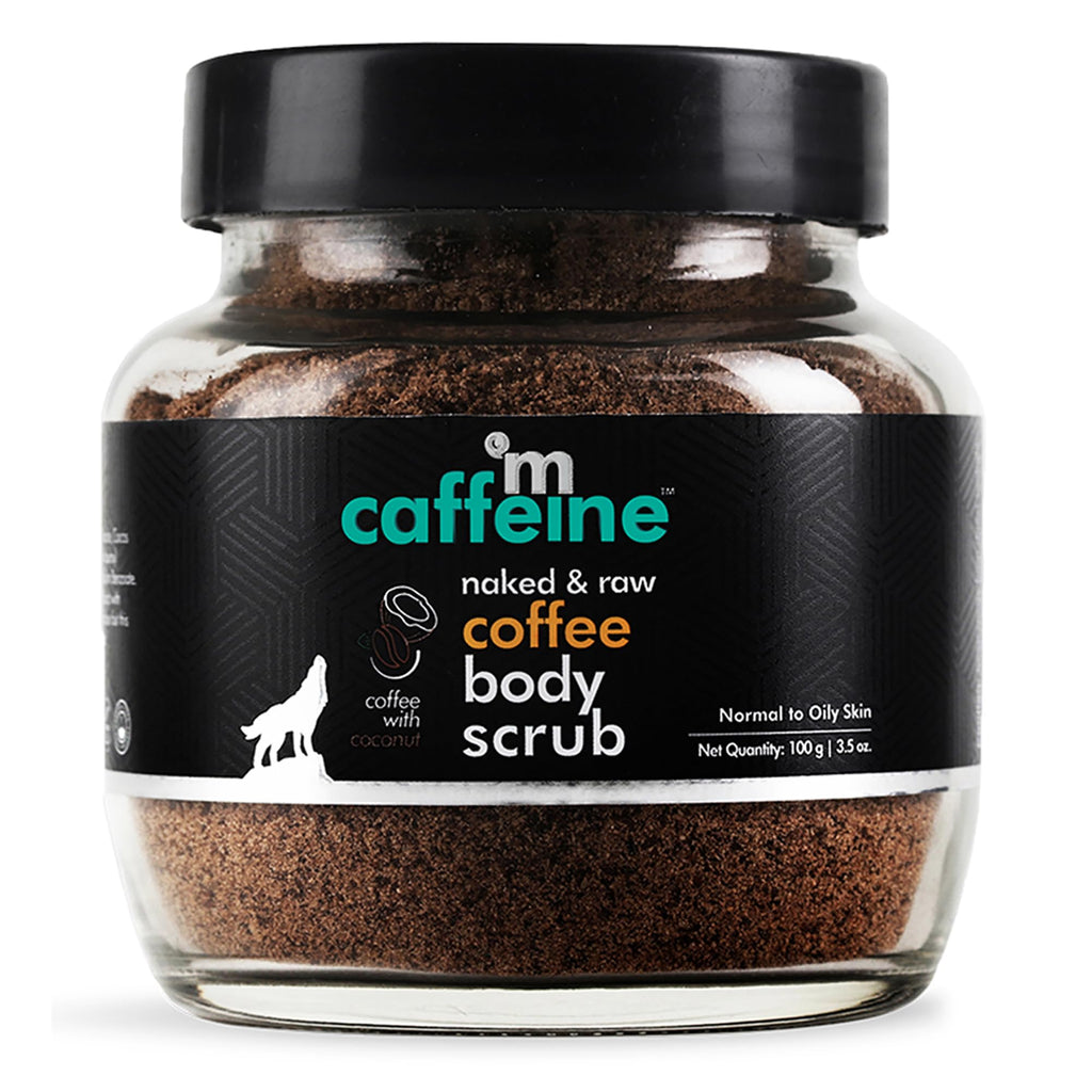 mCaffeine Exfoliating Coffee Body Scrub for Soft-Smooth Skin & Tan Removal | For Women & Men | De-Tan Bathing Scrub with Coconut Oil | Removes Dirt & Dead Skin from Neck, Knees, Elbows & Arms | All Skin Types - 55gm
