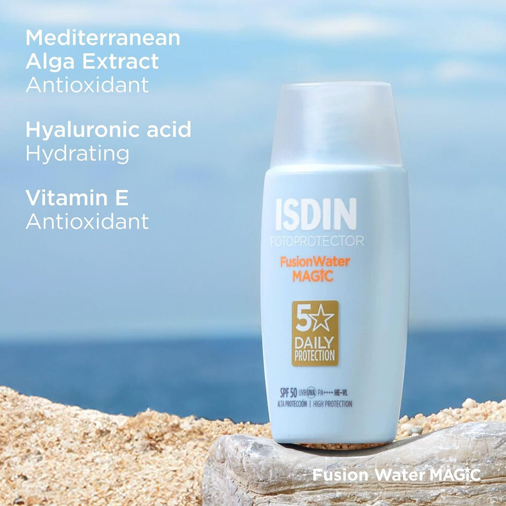 ISDIN Fusion Water Magic SPF50 50ml | Daily facial sun cream | Ultra-light texture (Pack of 1)
