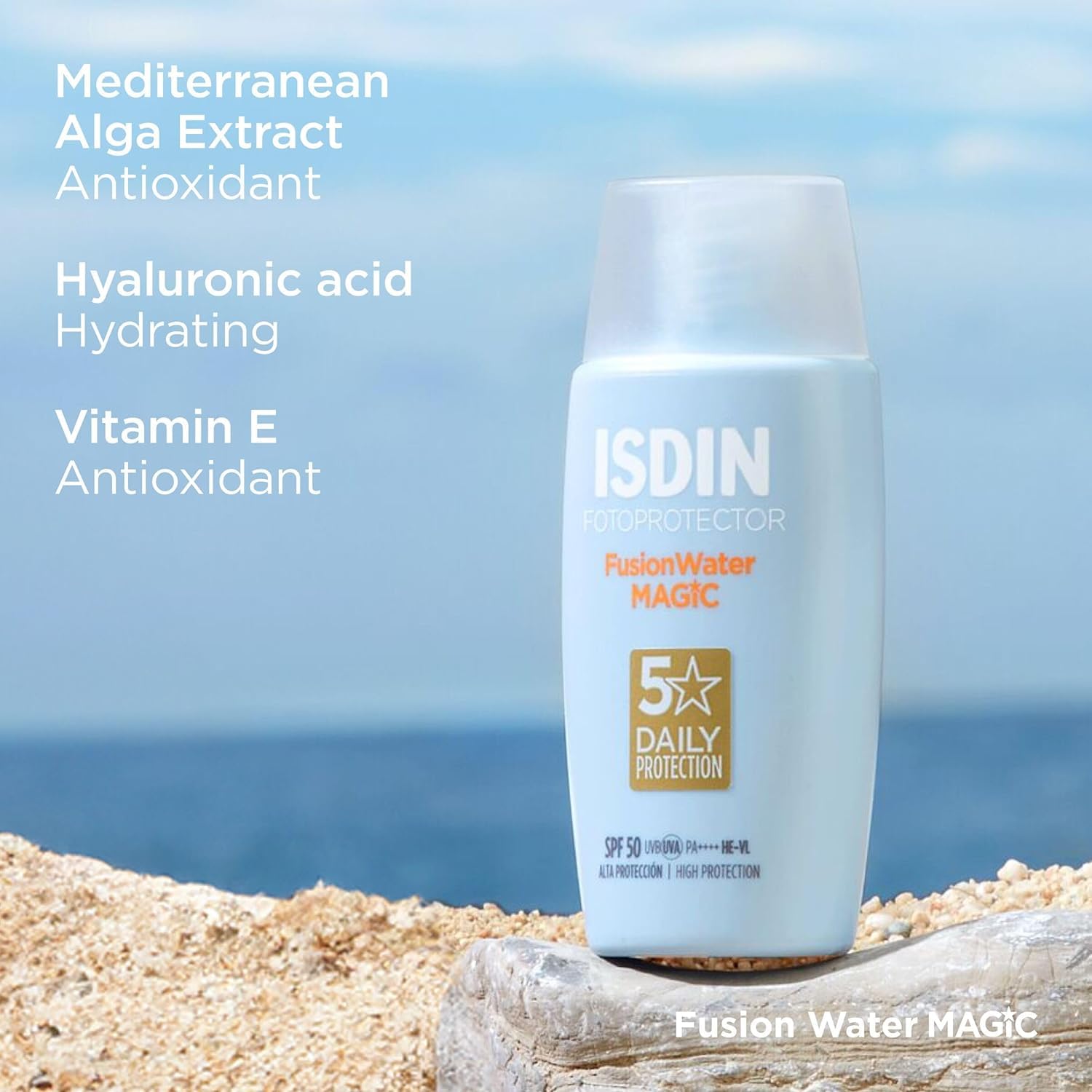 ISDIN Fusion Water Magic SPF50 50ml | Daily facial sun cream | Ultra-light texture (Pack of 1)
