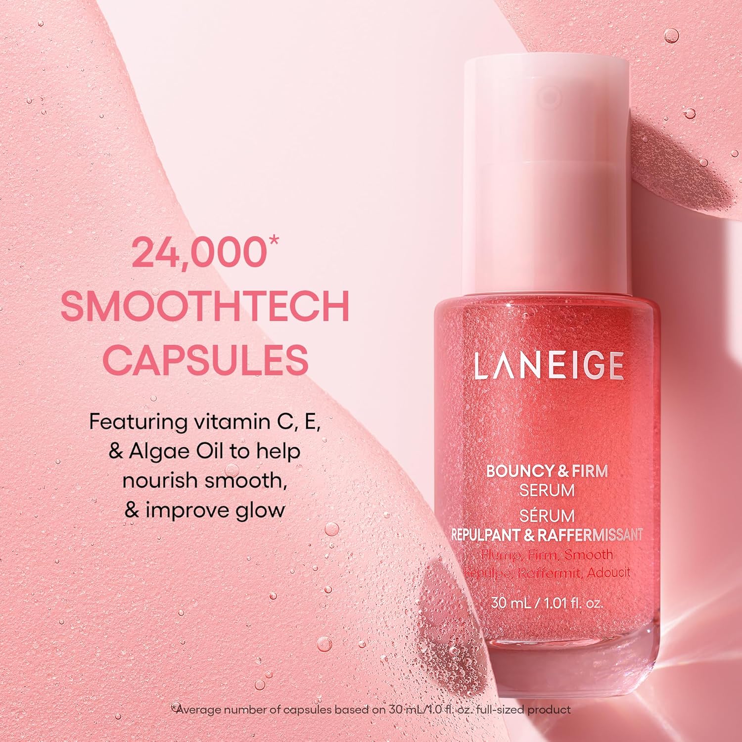 Laneige Bouncy & Firm Radiance Boosting Serum with Peony & Collagen and Peptides for Hydrated and Firm Skin | Instant Glow