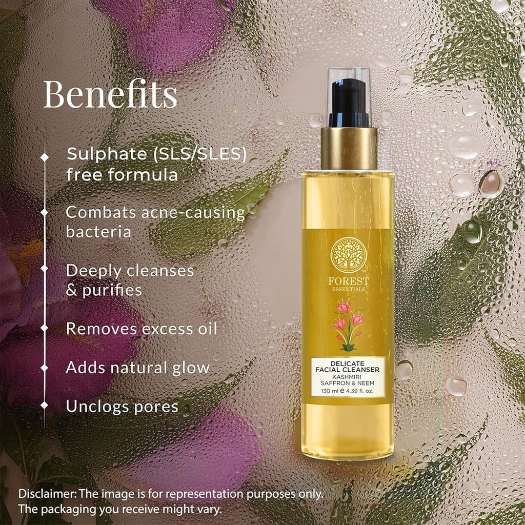 Forest Essentials Ayurvedic Purifying Face Wash with Saffron & Neem | For Normal to Oily Skin | Sulphate Free